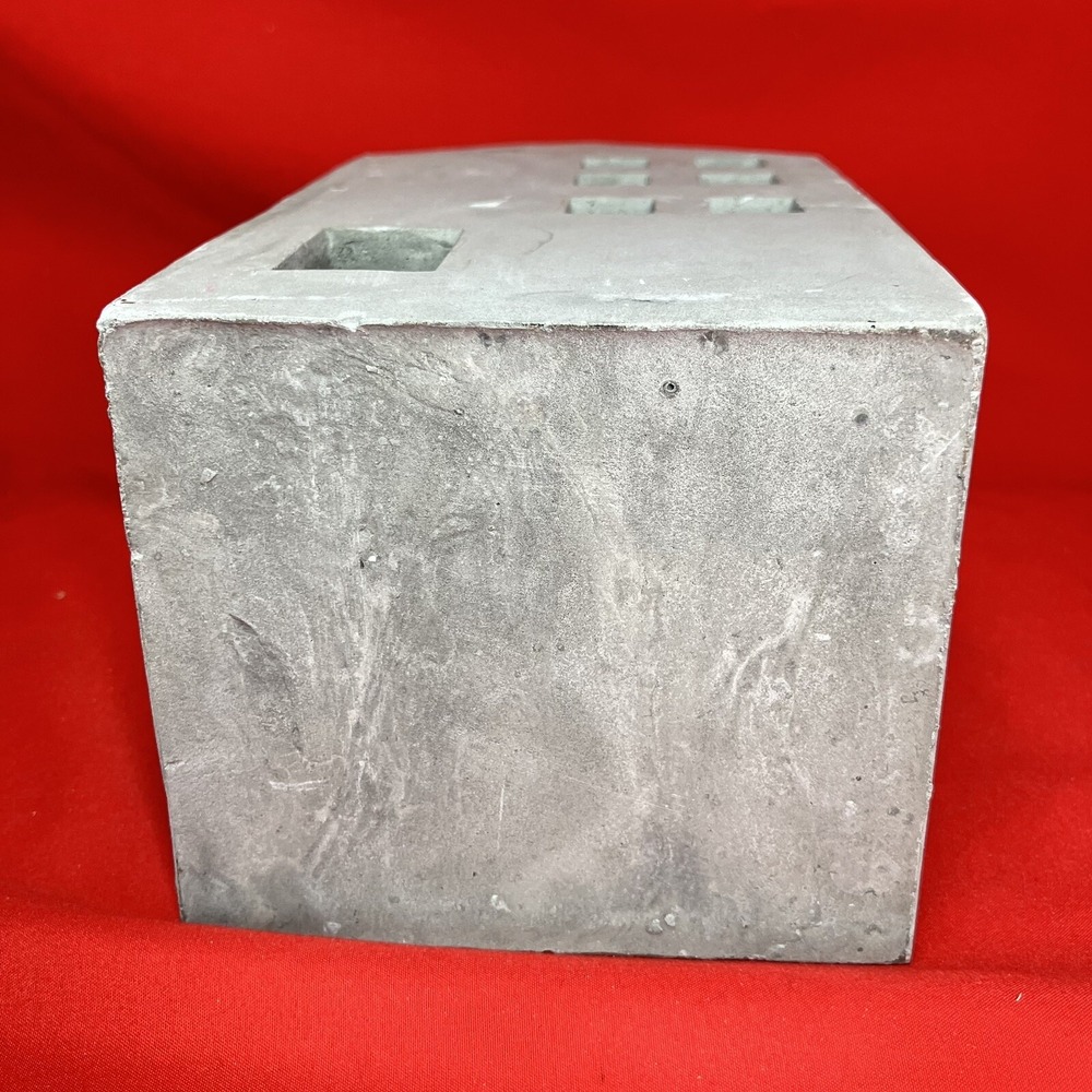 Large 8" Tea Light Concrete Building / House Modern Cement Decorative / Flaws #1 - Picture 8 of 16